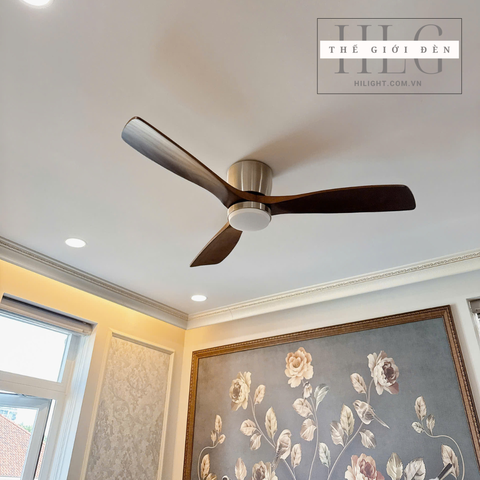 Quạt Trần Đèn Thân Ngắn 3 Cánh Gỗ Tự Nhiên QT180