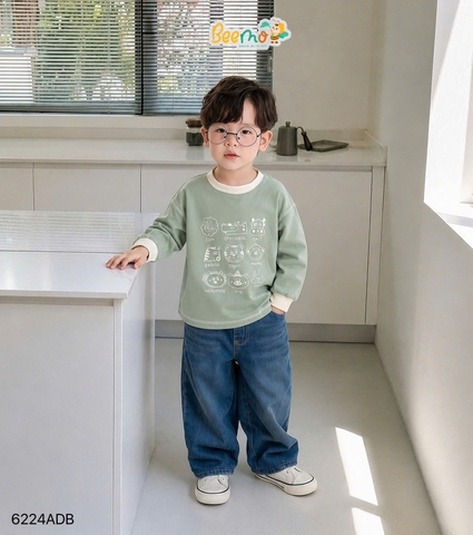 ÁO COTTON DÀI TAY BEEMO IN HÌNH THÚ CHO BÉ