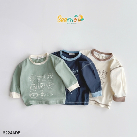ÁO COTTON DÀI TAY BEEMO IN HÌNH THÚ CHO BÉ