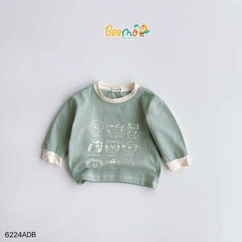 ÁO COTTON DÀI TAY BEEMO IN HÌNH THÚ CHO BÉ