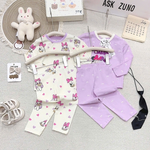 SET 2 BỘ DÀI TAY MINNIE DAISY TONE BE TÍM CHO BÉ