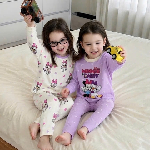 SET 2 BỘ DÀI TAY MINNIE DAISY TONE BE TÍM CHO BÉ