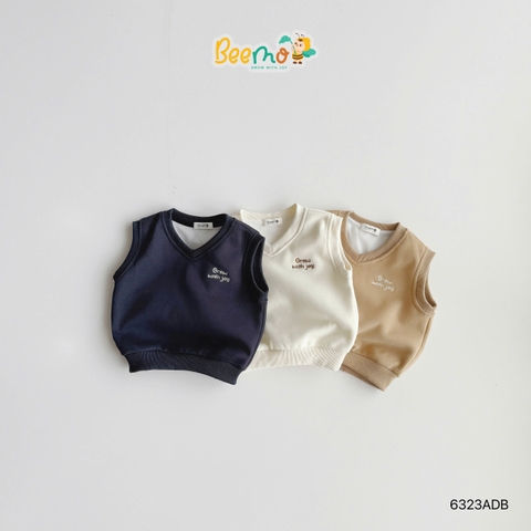 ÁO GILE CỔ TIM THÊU CHỮ GROW WITH JOY CHO BÉ