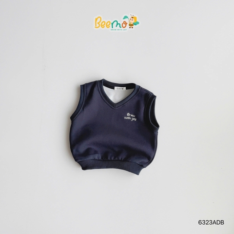ÁO GILE CỔ TIM THÊU CHỮ GROW WITH JOY CHO BÉ