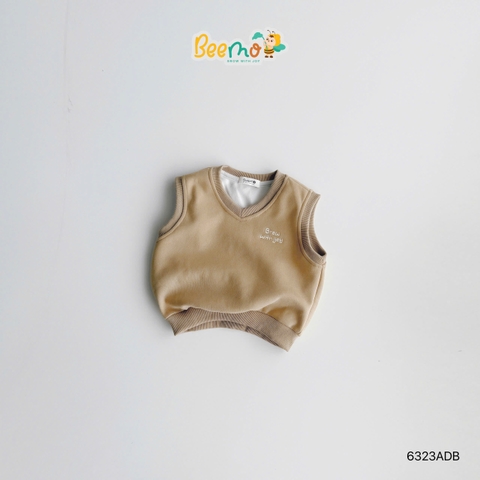 ÁO GILE CỔ TIM THÊU CHỮ GROW WITH JOY CHO BÉ