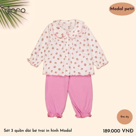 BỘ PIJAMA JINRO DÀI TAY BABYDOLL CỔ SEN CHO BÉ