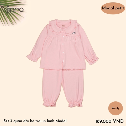 BỘ PIJAMA JINRO DÀI TAY BABYDOLL CỔ SEN CHO BÉ