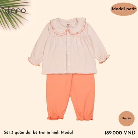 BỘ PIJAMA JINRO DÀI TAY BABYDOLL CỔ SEN CHO BÉ