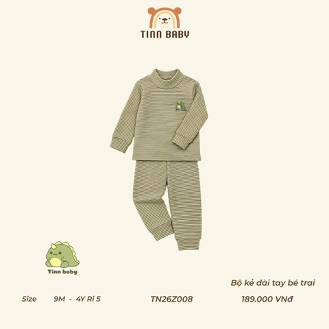 TINN BABY - BỘ NỈ CỔ 3P THÊU NGỰC CHO BÉ