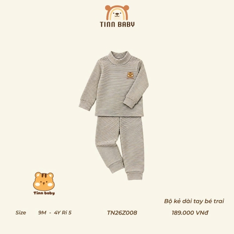 TINN BABY - BỘ NỈ CỔ 3P THÊU NGỰC CHO BÉ