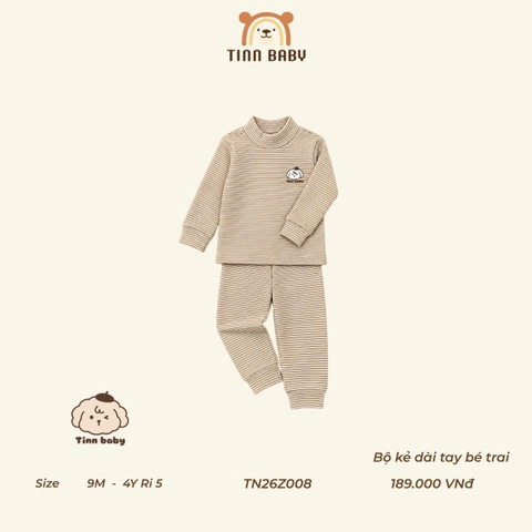 TINN BABY - BỘ NỈ CỔ 3P THÊU NGỰC CHO BÉ