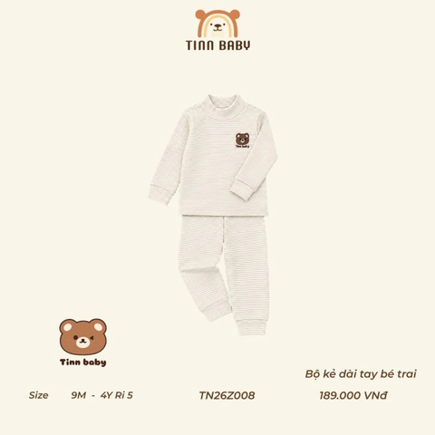 TINN BABY - BỘ NỈ CỔ 3P THÊU NGỰC CHO BÉ