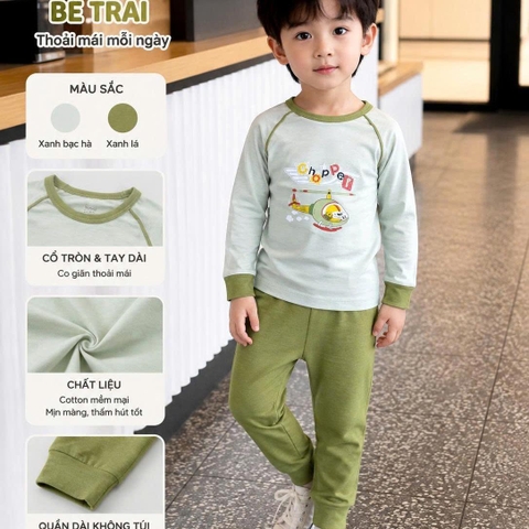 BỘ JINRO DÀI TAY PHỐI LÉ CHẤT MODAL PETIT CHO BÉ