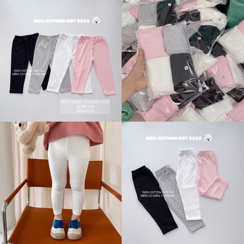 SET 4 QUẦN LEGGING DÀI TRƠN CHO BÉ