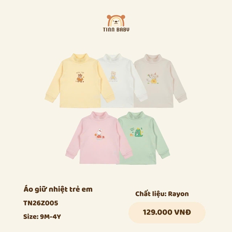 ÁO GIỮ NHIỆT TINN BABY CỔ 3P CHẤT PETIT DÀY CHO BÉ