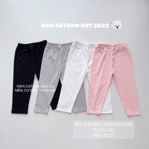 SET 4 QUẦN LEGGING DÀI TRƠN CHO BÉ