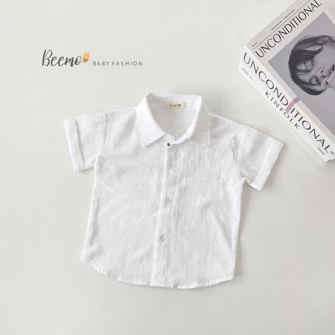 ÁO SƠ MI TRẮNG CỘC TAY BEEMO CHO BÉ