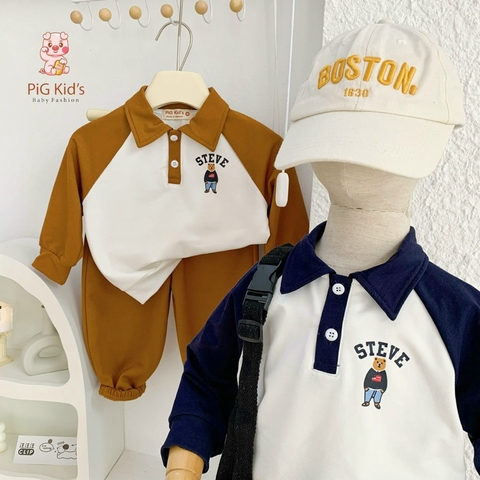 BỘ POLO DA CÁ IN GẤU STEVE