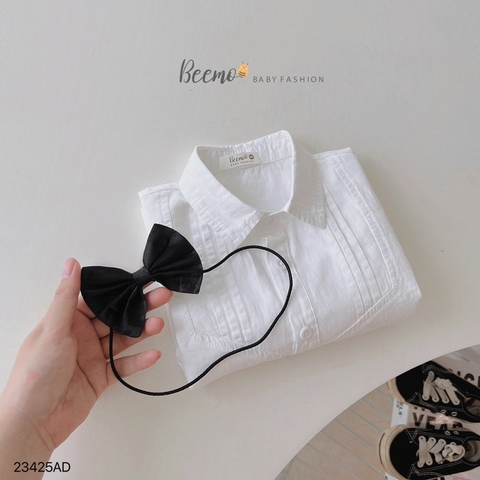 ÁO SƠ MI TRẮNG BEEMO PHỐI NƠ CỔ