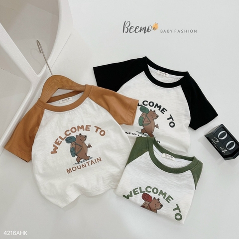 ÁO CỘC TAY RAGLAN IN HÌNH GẤU