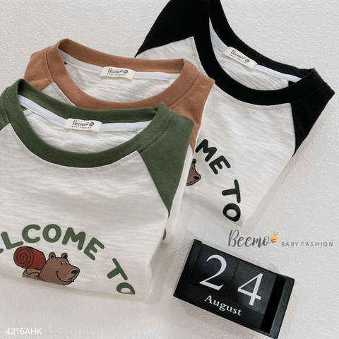 ÁO CỘC TAY RAGLAN IN HÌNH GẤU