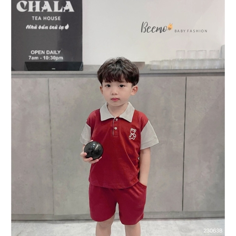 SET BỘ POLO CỘC TAY BEEMO IN GẤU