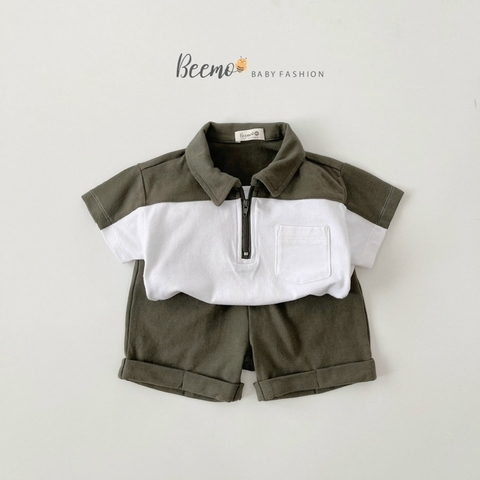 BỘ POLO PHỐI KHOÁ CỘC TAY CHO BÉ