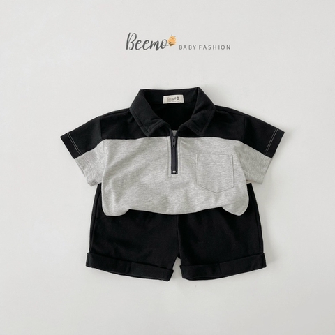 BỘ POLO PHỐI KHOÁ CỘC TAY CHO BÉ