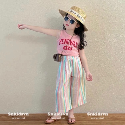 SET BỘ CROTOP HỒNG MIX QUẦN SUÔNG KẺ