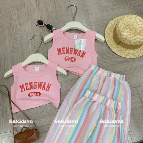 SET BỘ CROTOP HỒNG MIX QUẦN SUÔNG KẺ