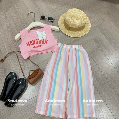 SET BỘ CROTOP HỒNG MIX QUẦN SUÔNG KẺ