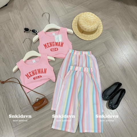 SET BỘ CROTOP HỒNG MIX QUẦN SUÔNG KẺ