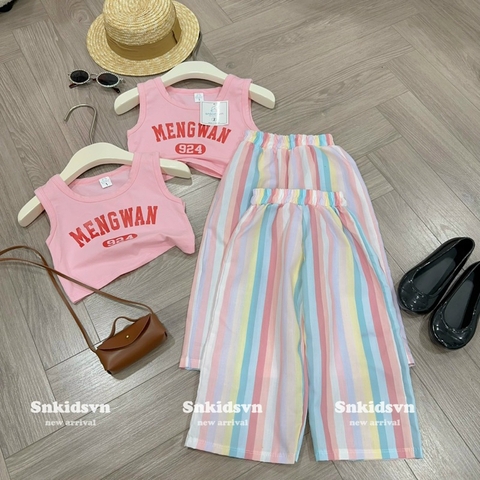 SET BỘ CROTOP HỒNG MIX QUẦN SUÔNG KẺ