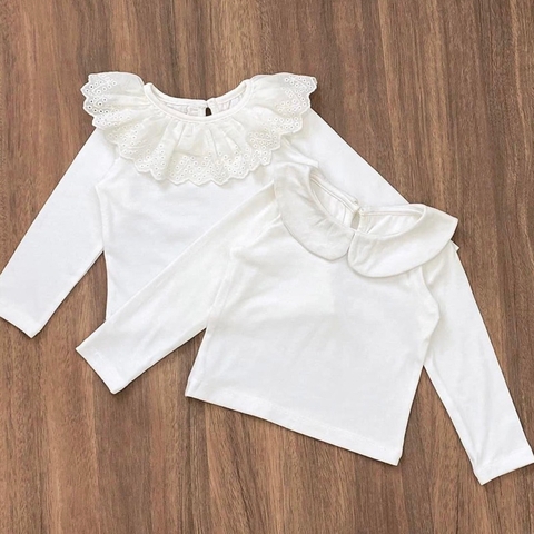 SET 2 ÁO TRẮNG CỔ SEN - CỔ REN CHO BÉ