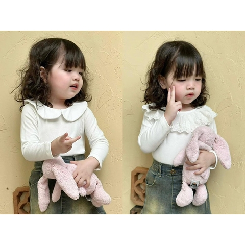 SET 2 ÁO TRẮNG CỔ SEN - CỔ REN CHO BÉ