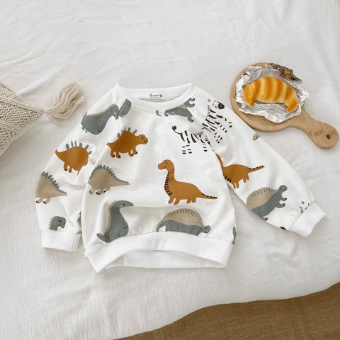 BỘ NỈ DA CÁ DÀI TAY IN HÌNH KL CHO BÉ