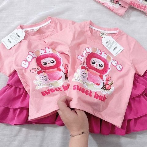 SET ÁO MIX CHÂN VÁY TẦNG HỒNG ĐẬM
