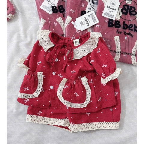 SET BỘ HOMEWEAR ĐỎ BÉ GÁI