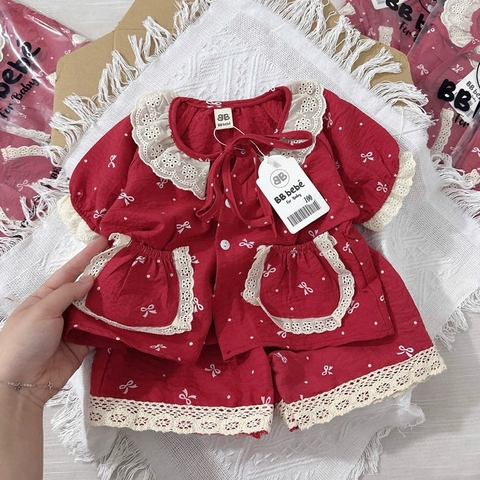 SET BỘ HOMEWEAR ĐỎ BÉ GÁI