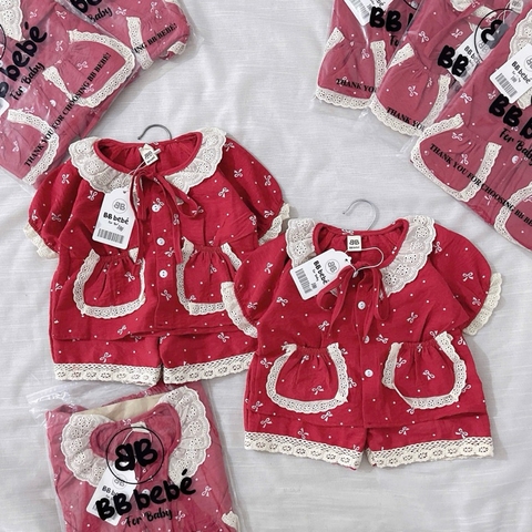 SET BỘ HOMEWEAR ĐỎ BÉ GÁI