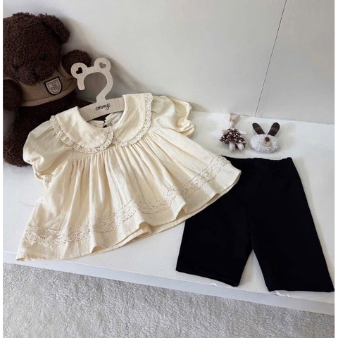 SET ÁO BABYDOLL CỔ SEN MIX QUẦN LEGGING