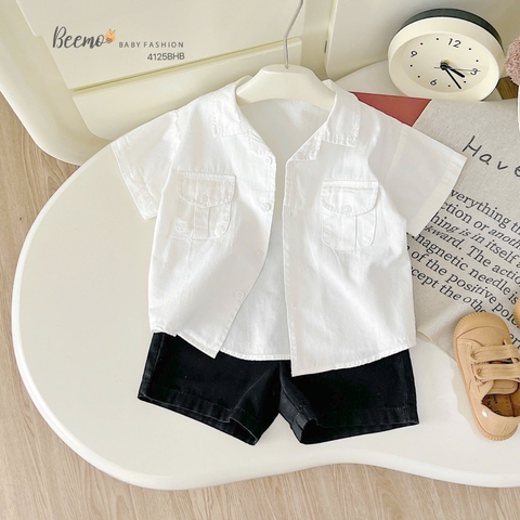 SET BỘ SƠ MI TRẮNG CỔ VE PHỐI TÚI NGỰC