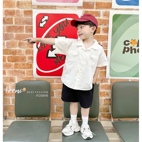 SET BỘ SƠ MI TRẮNG CỔ VE PHỐI TÚI NGỰC