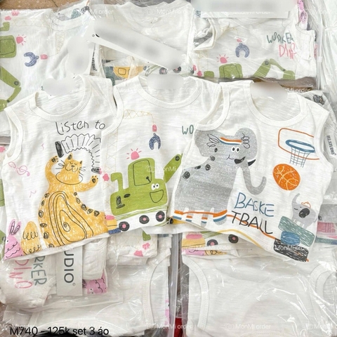 SET 3 ÁO XƯỚC BA LỖ TONE TRẮNG