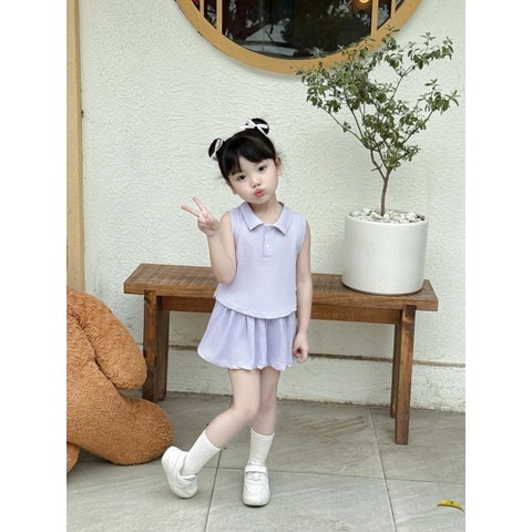 BỘ POLO TRƠN SÁT NÁCH MIX CHÂN VÁY CHO BÉ