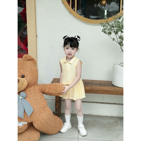 BỘ POLO TRƠN SÁT NÁCH MIX CHÂN VÁY CHO BÉ