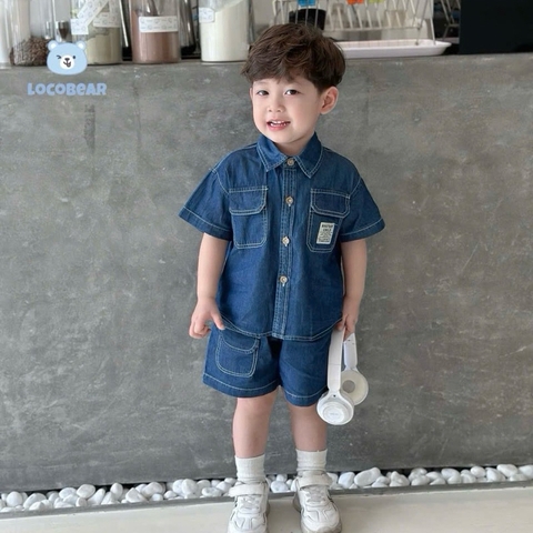 BỘ SƠ MI BÒ HÃNG LOCO BEAR SIÊU MỀM CHO BÉ