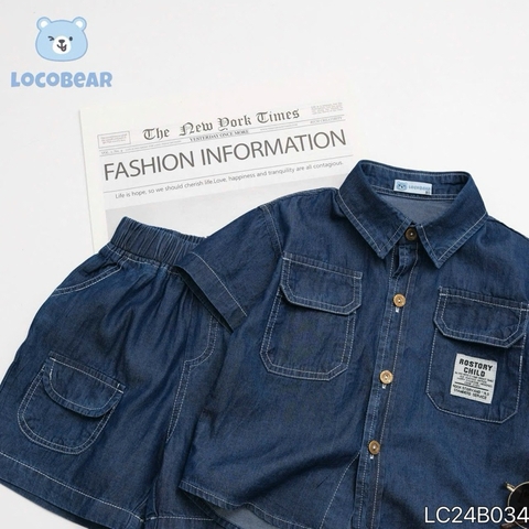 BỘ SƠ MI BÒ HÃNG LOCO BEAR SIÊU MỀM CHO BÉ