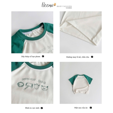 BỘ CỘC TAY RAGLAN COTTON IN HÌNH CHO BÉ