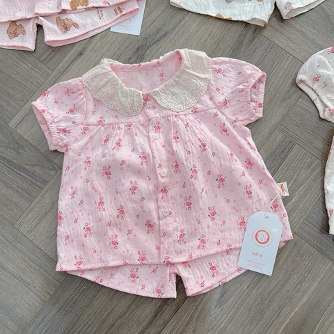 BỘ BABYDOLL CỔ REN CHO BÉ